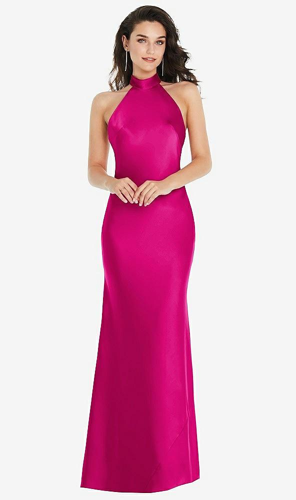 scarf tie high-neck halter maxi slip dress