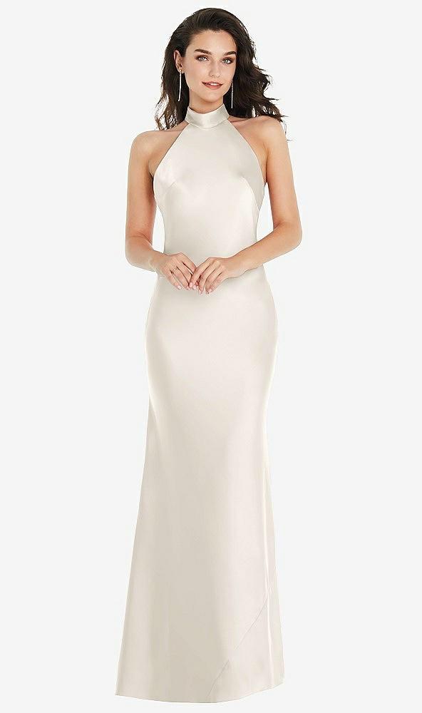 scarf tie high-neck halter maxi slip dress