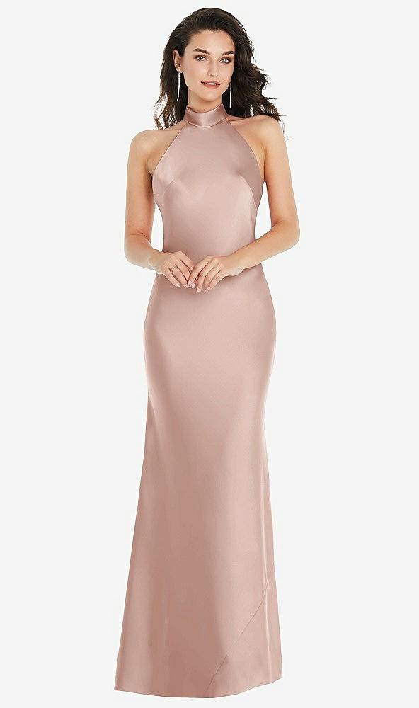 scarf tie high-neck halter maxi slip dress