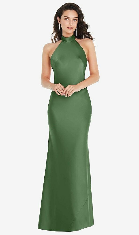scarf tie high-neck halter maxi slip dress