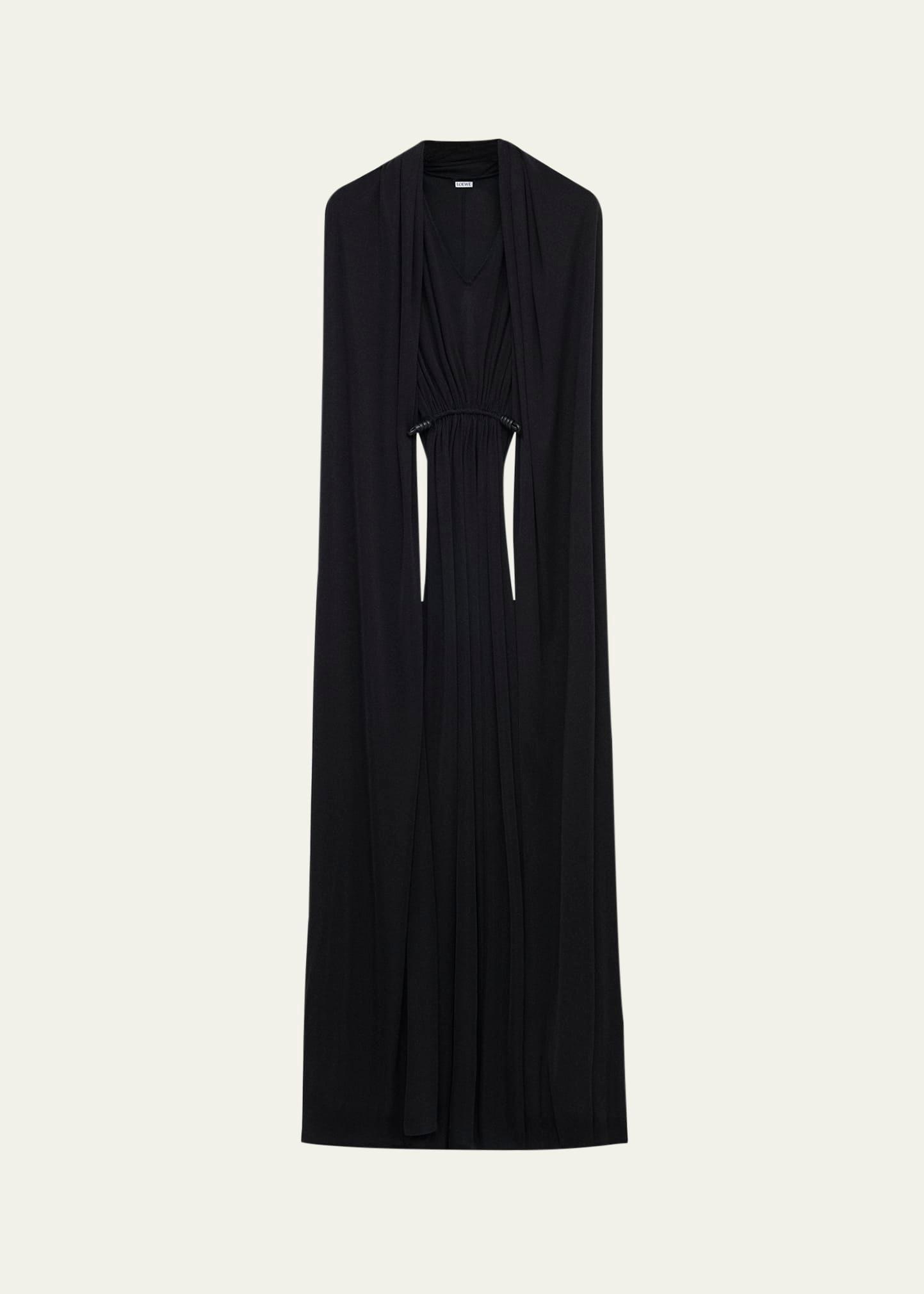 scarf v-neck ruched sleeveless maxi dress