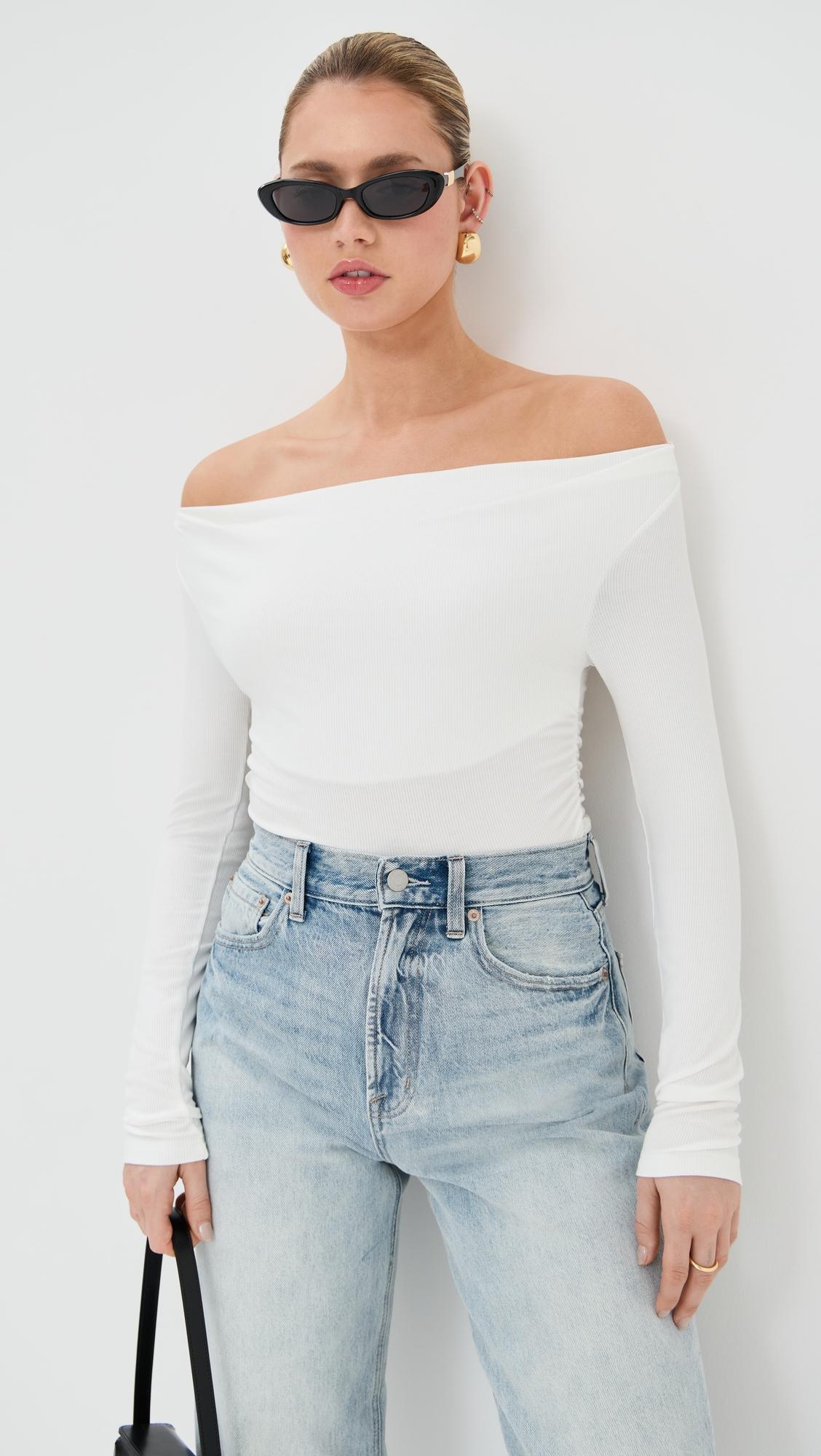 scarlet off shoulder top