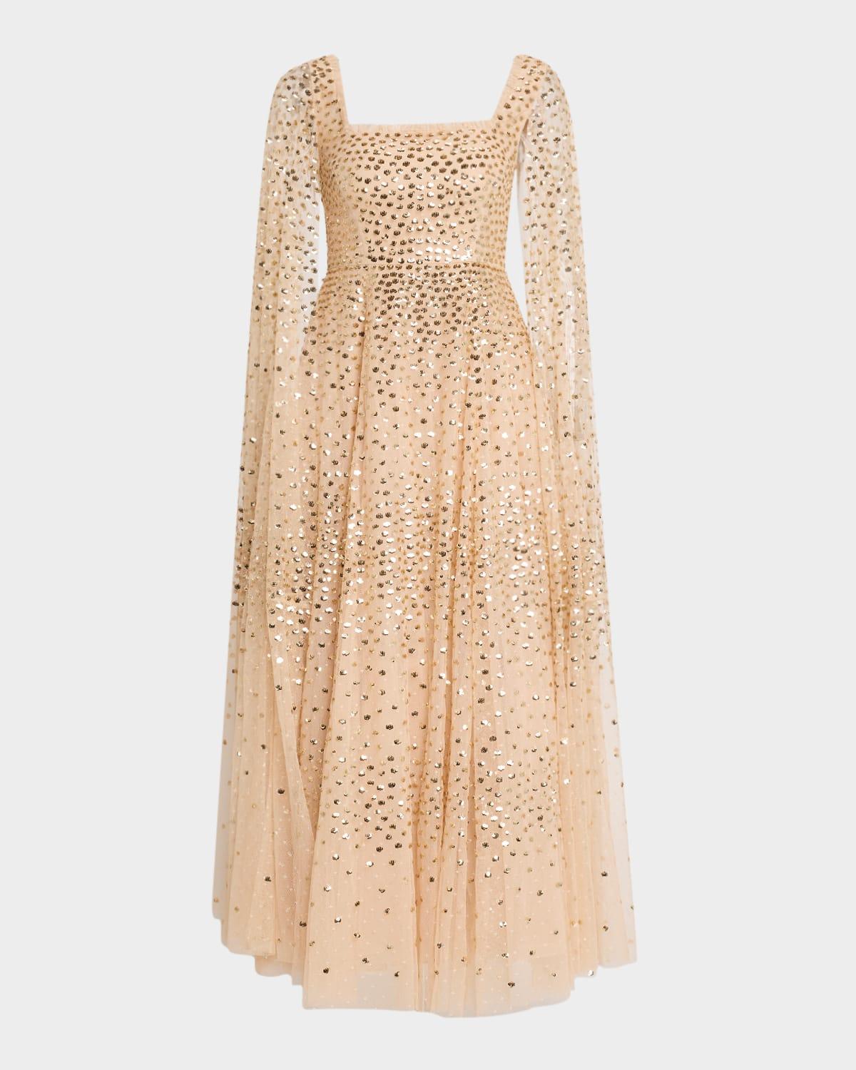 scatter dot sequin tulle ankle gown