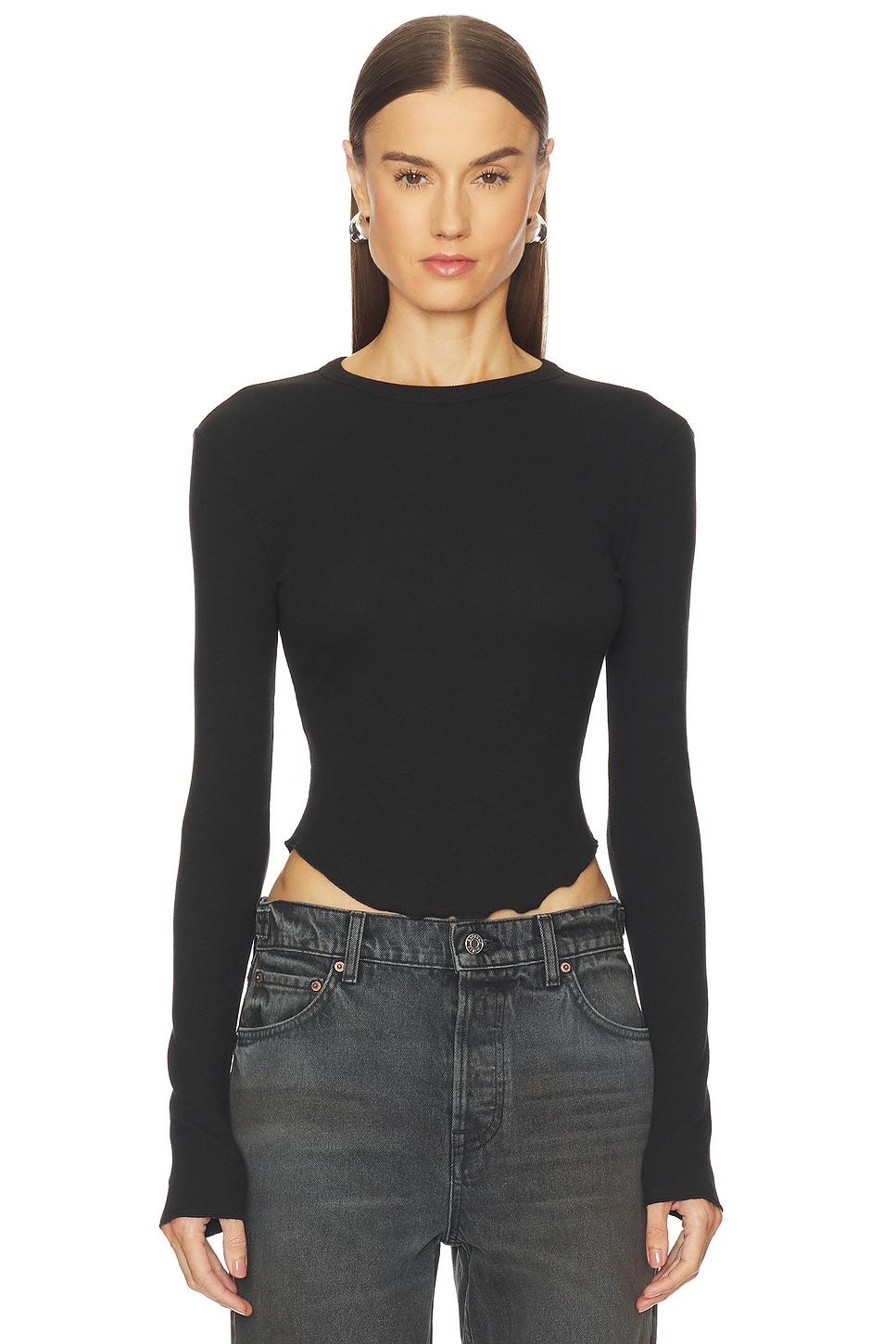 scoop hem long sleeve tee