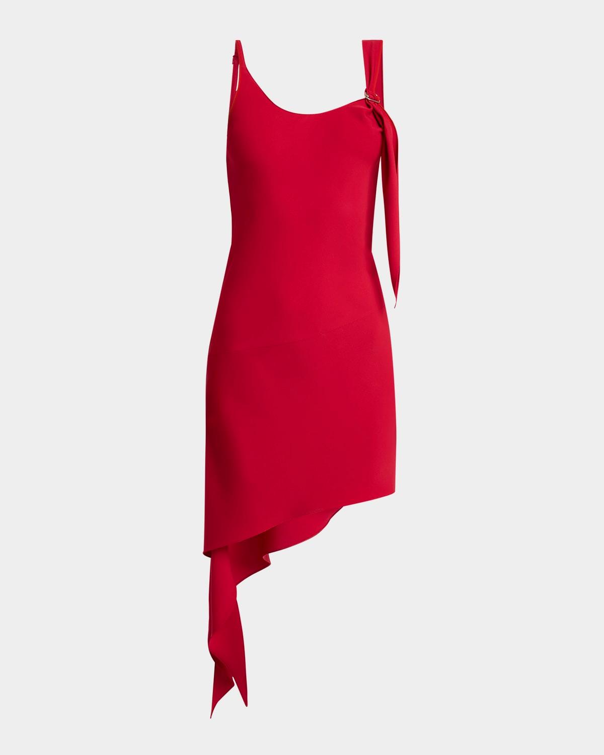 scoop-neck asymmetric crepe jersey mini dress
