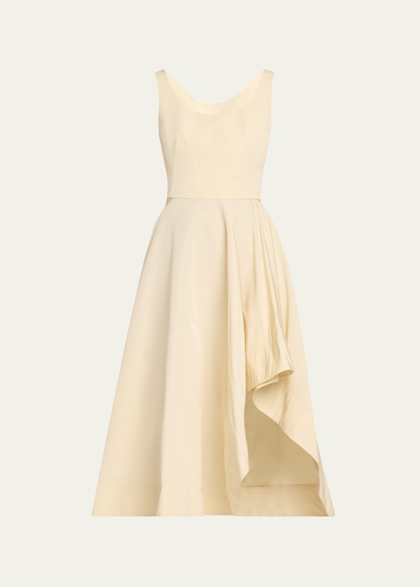 scoop-neck asymmetric midi dress