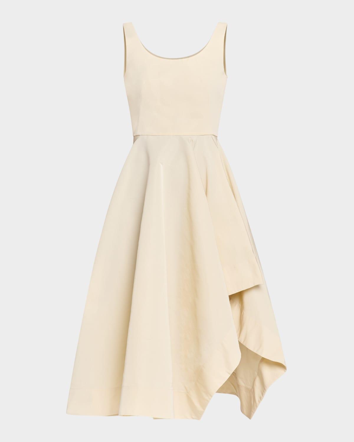 scoop-neck asymmetric midi dress