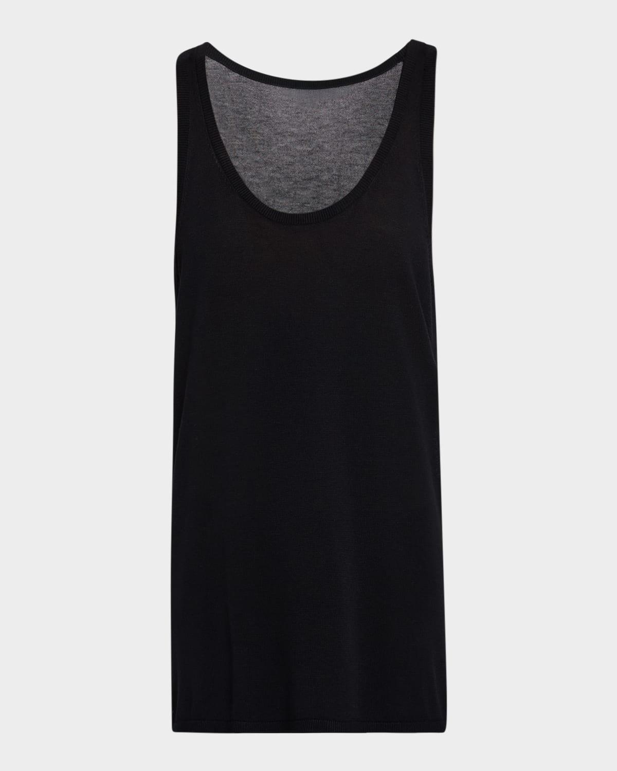 scoop-neck cashmere knit tank top