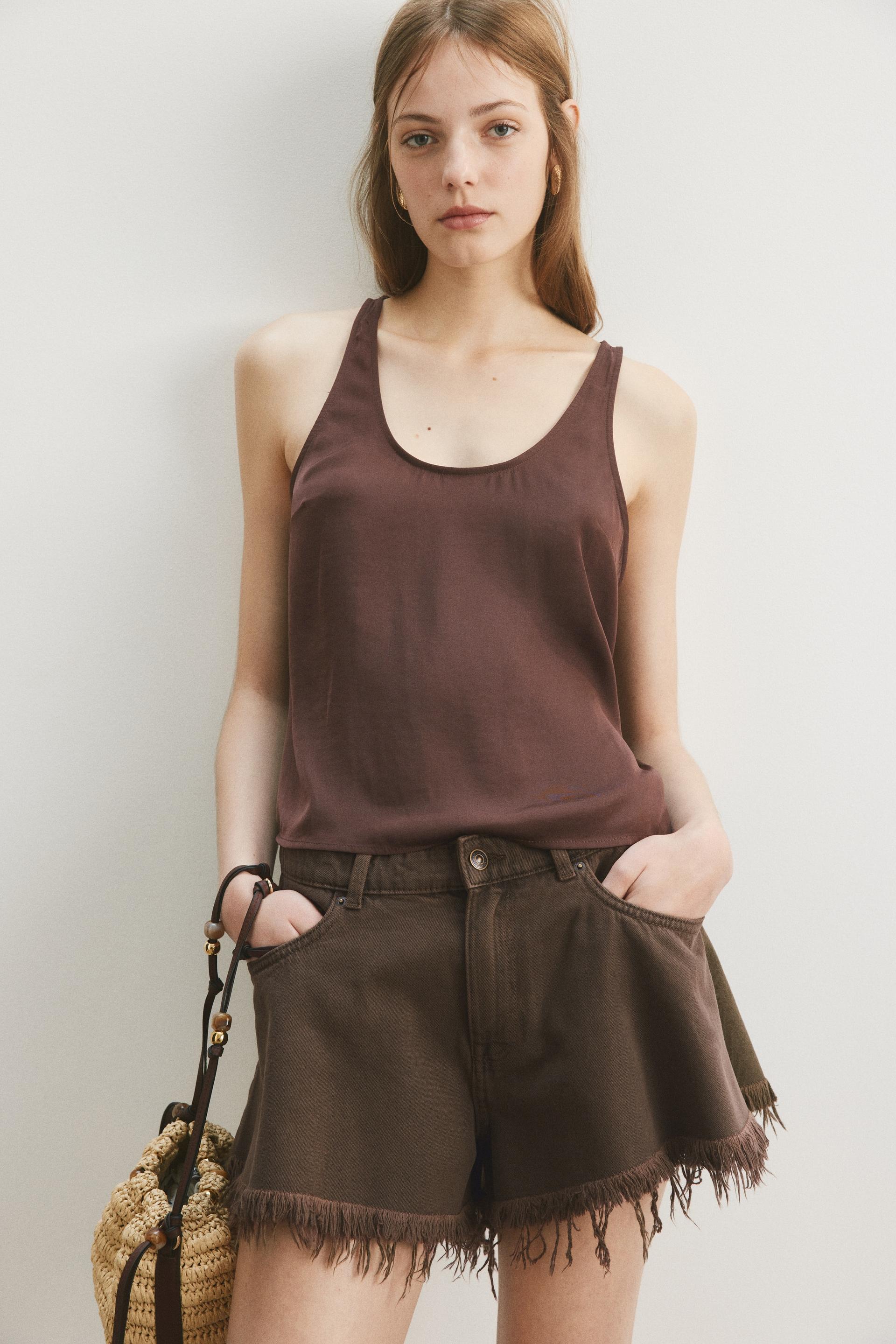 scoop-neck chiffon top