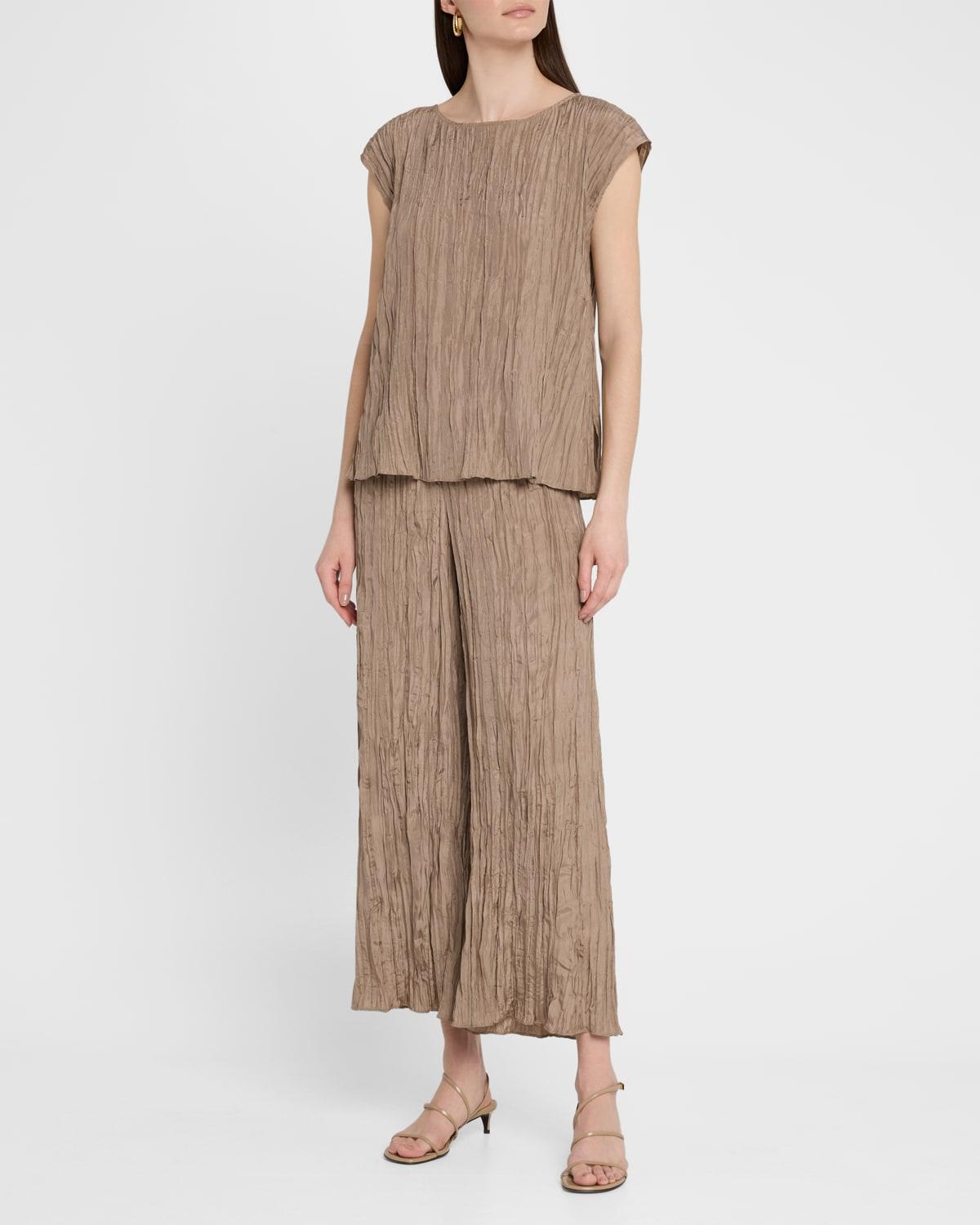scoop-neck crushed silk top