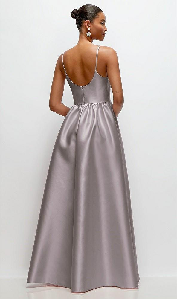 scoop neck drop basque skirt satin maxi dress with pockets