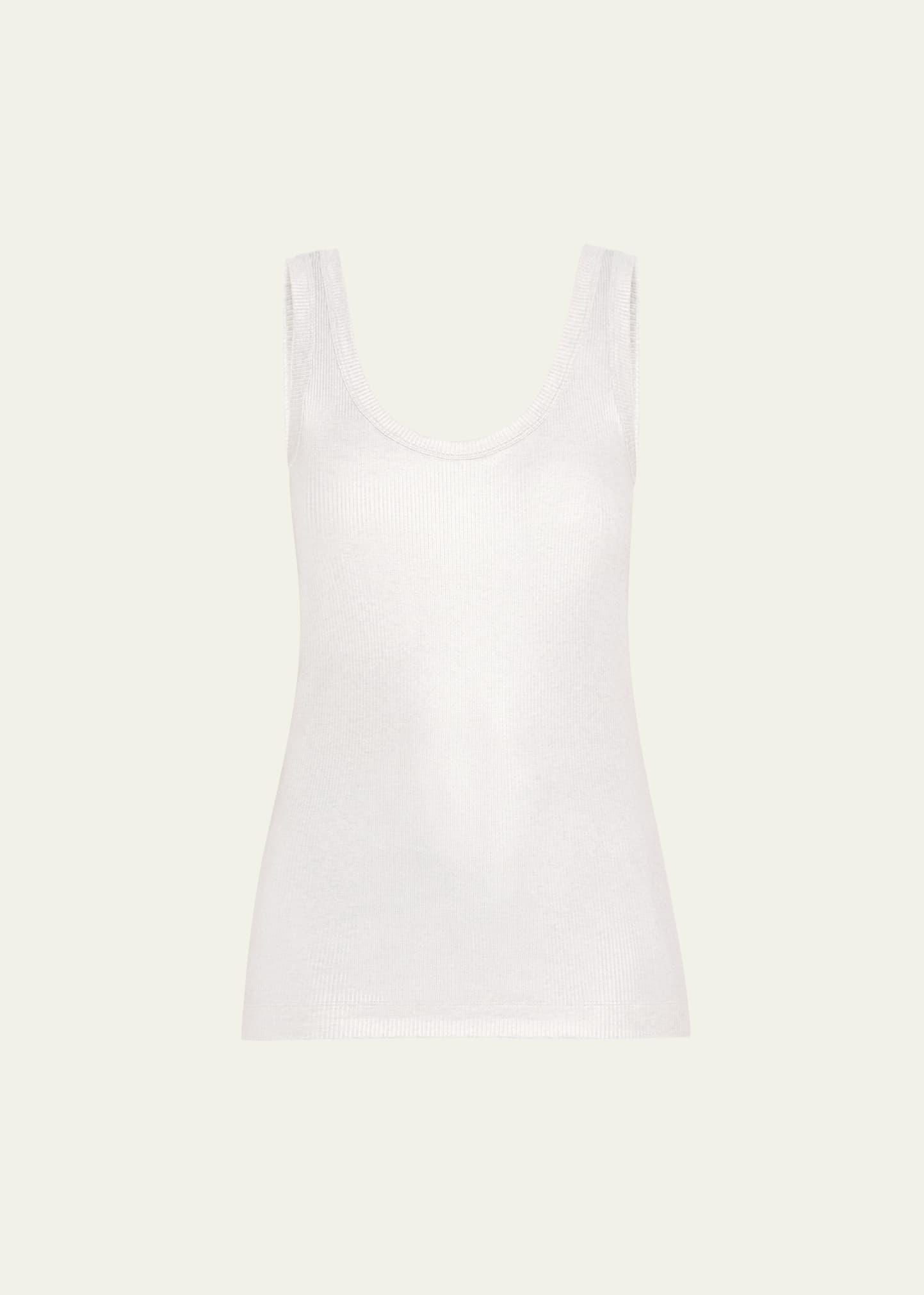 scoop-neck foiled jersey ribbed tank top