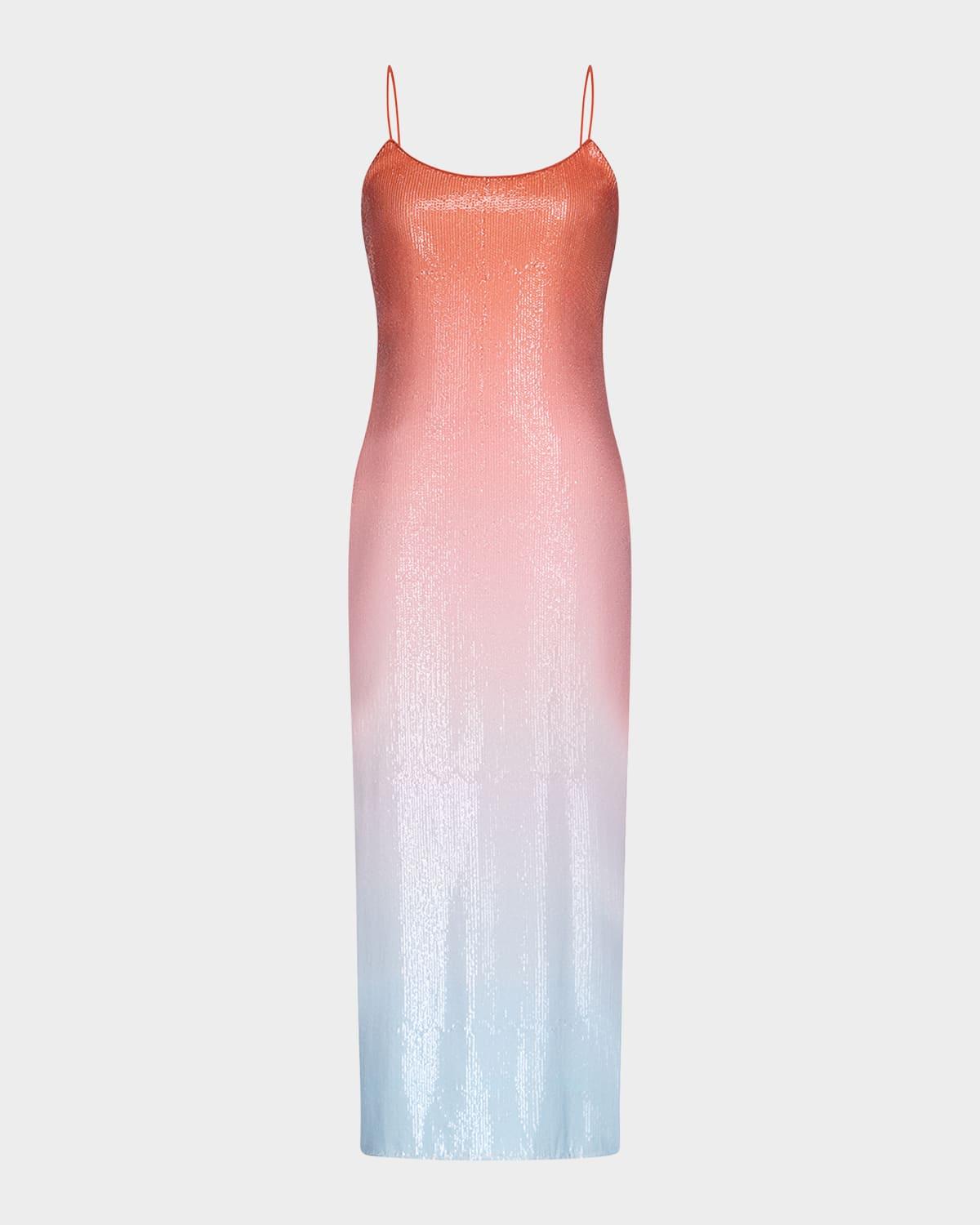 scoop-neck ombre sequin midi dress