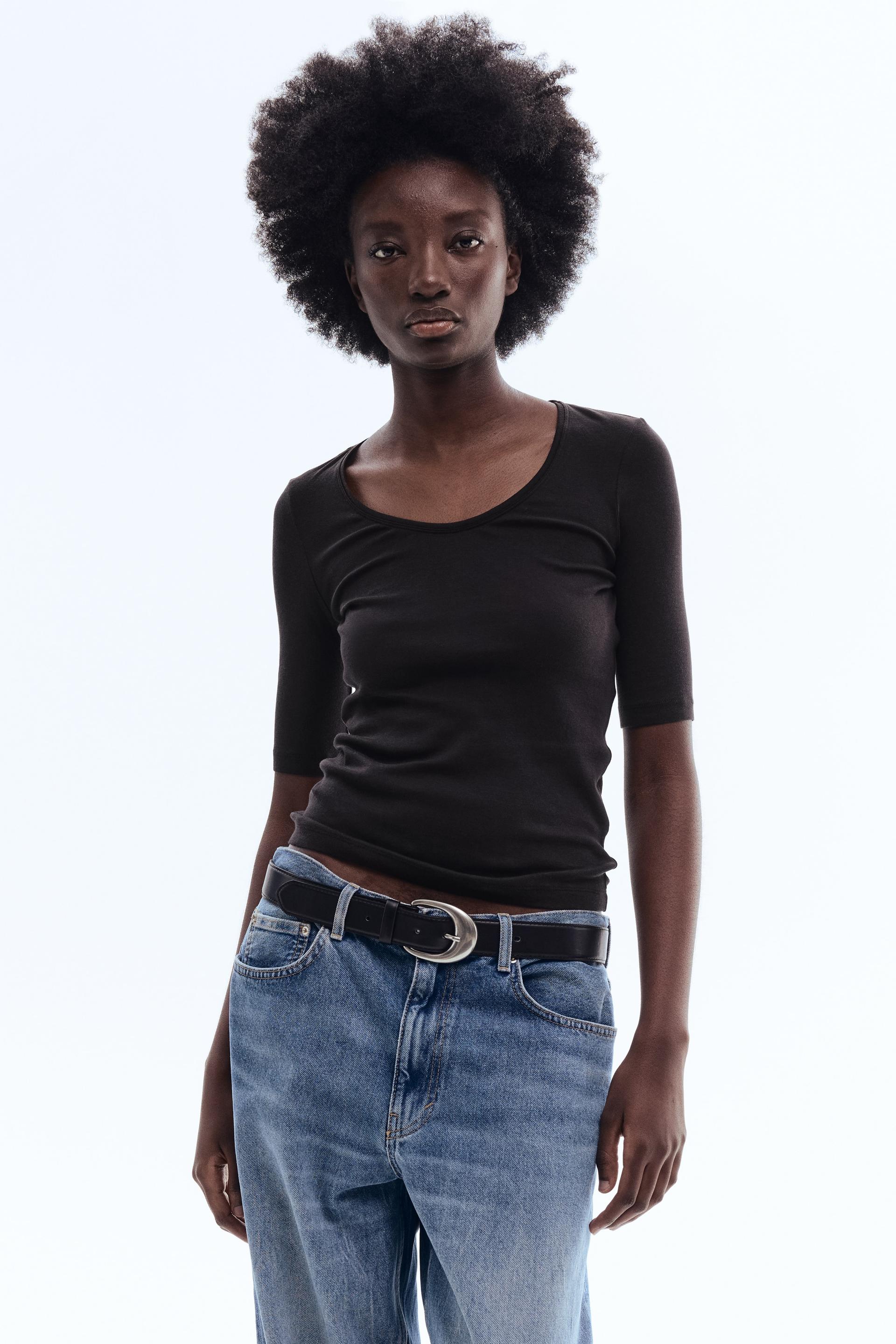 scoop-neck pima cotton top