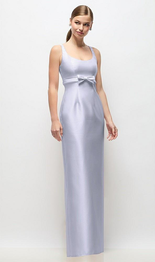 scoop neck satin column maxi dress with bow at empire waist