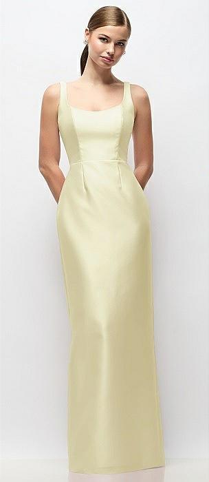 scoop neck satin column maxi dress