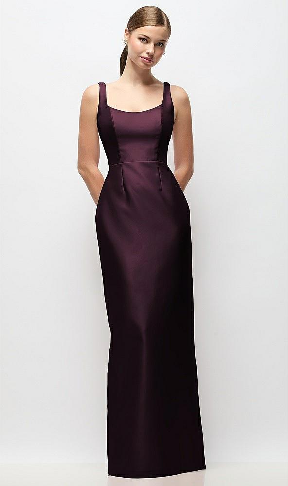 scoop neck satin column maxi dress