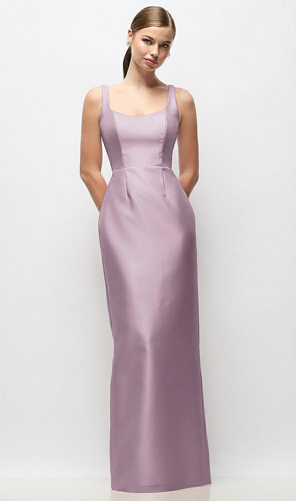 scoop neck satin column maxi dress