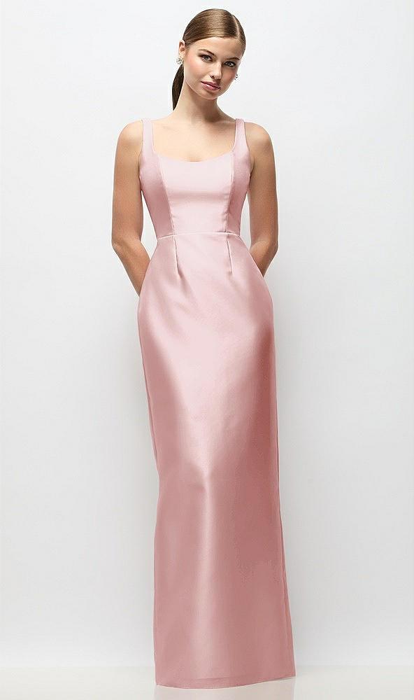 scoop neck satin column maxi dress
