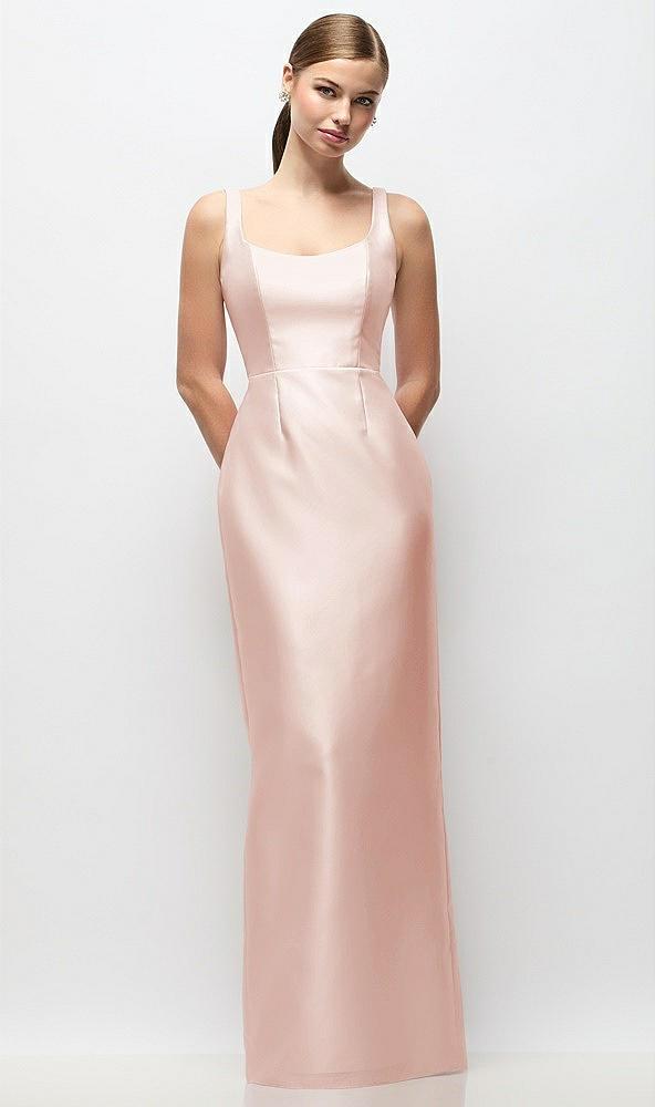scoop neck satin column maxi dress