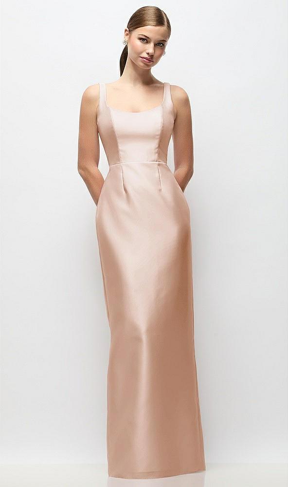 scoop neck satin column maxi dress