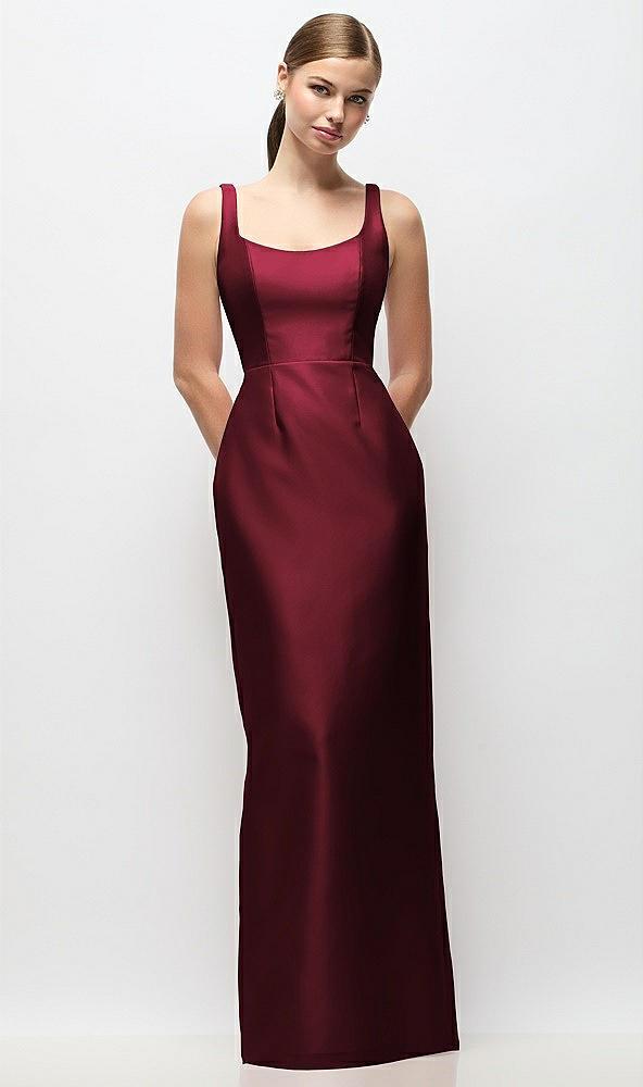 scoop neck satin column maxi dress