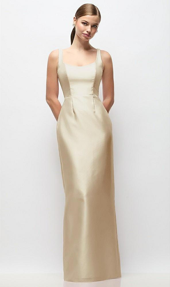 scoop neck satin column maxi dress