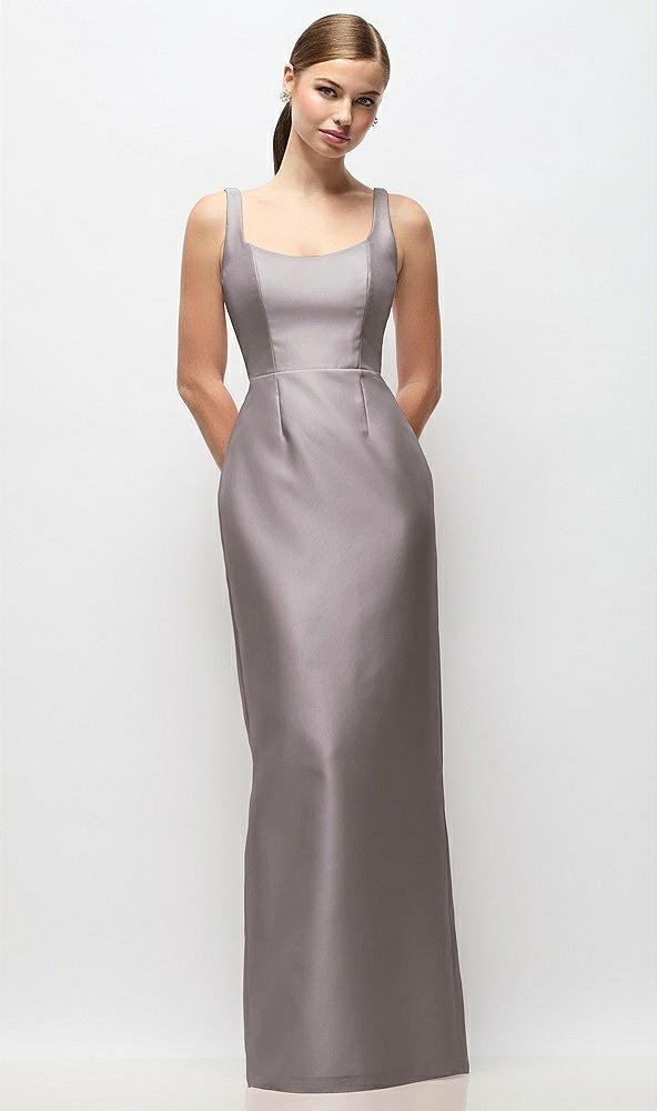 scoop neck satin column maxi dress