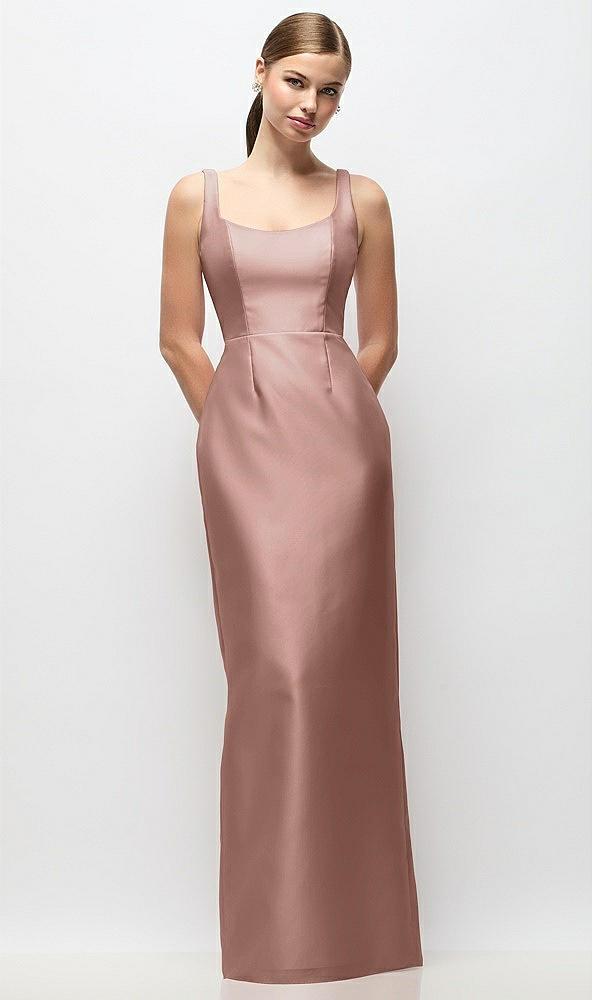 scoop neck satin column maxi dress