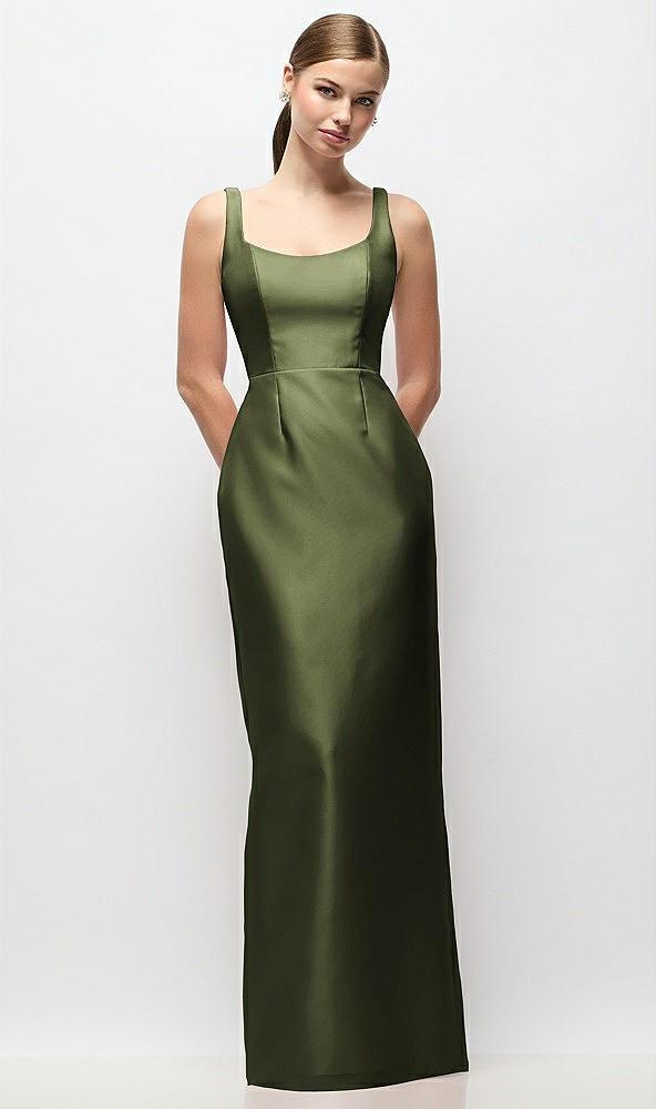 scoop neck satin column maxi dress