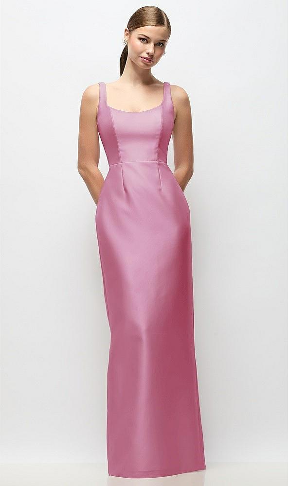 scoop neck satin column maxi dress