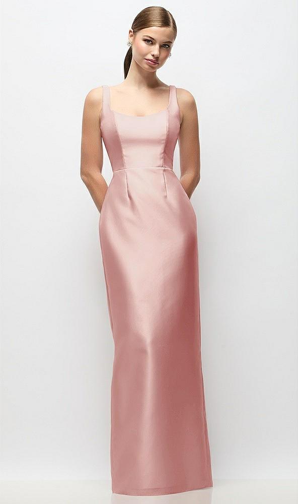 scoop neck satin column maxi dress