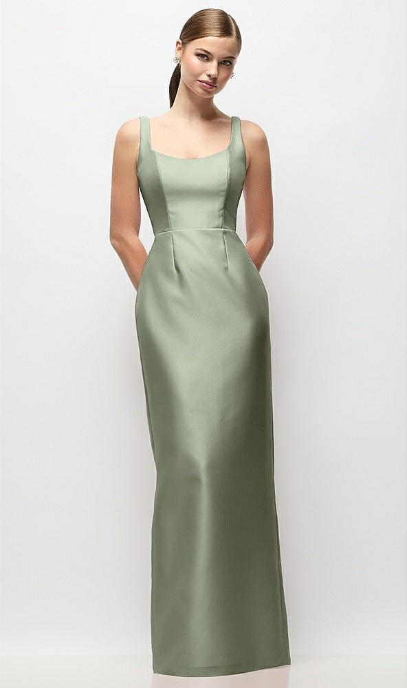 scoop neck satin column maxi dress