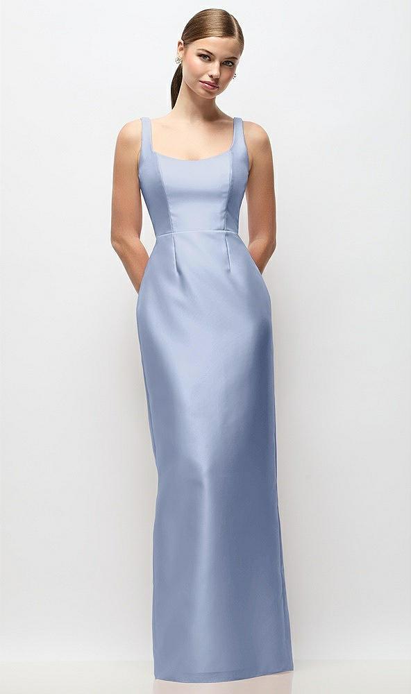 scoop neck satin column maxi dress