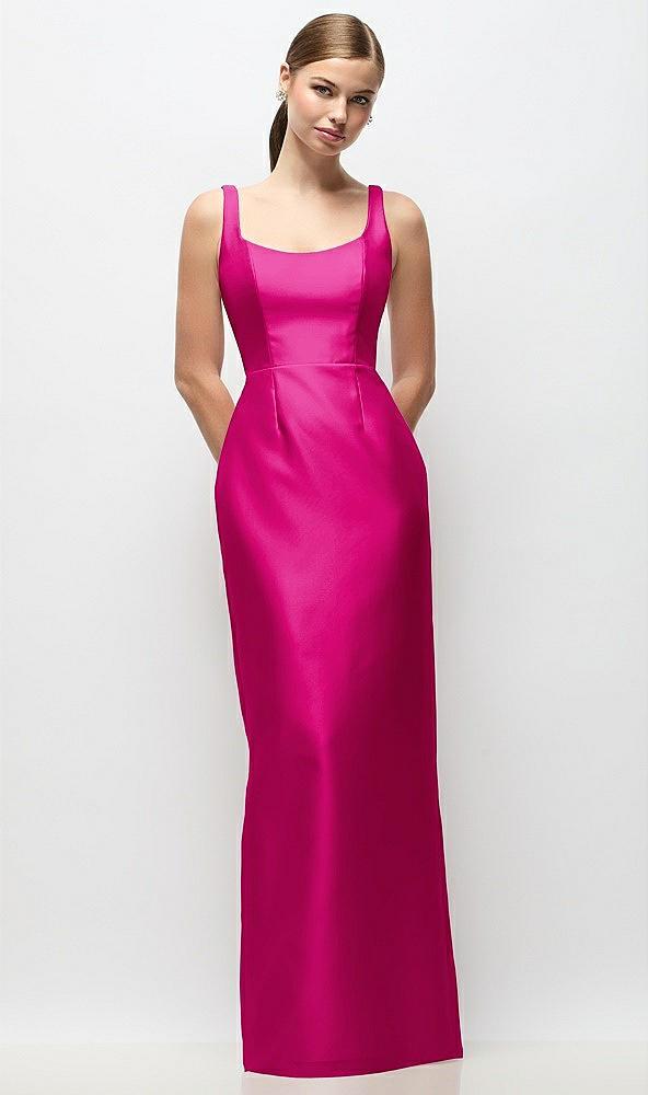 scoop neck satin column maxi dress