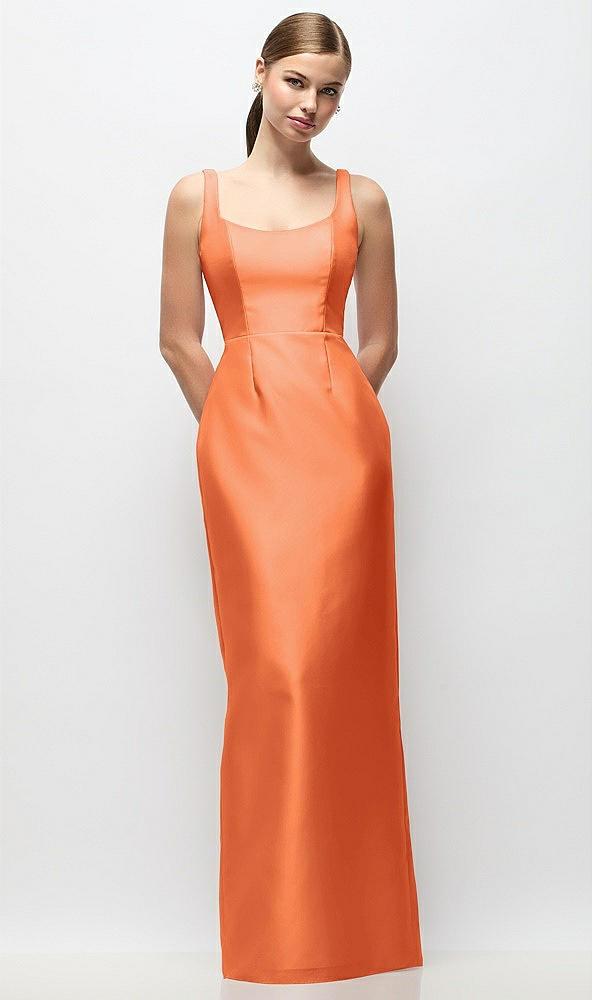 scoop neck satin column maxi dress