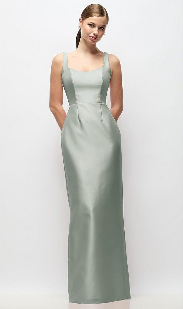 scoop neck satin column maxi dress