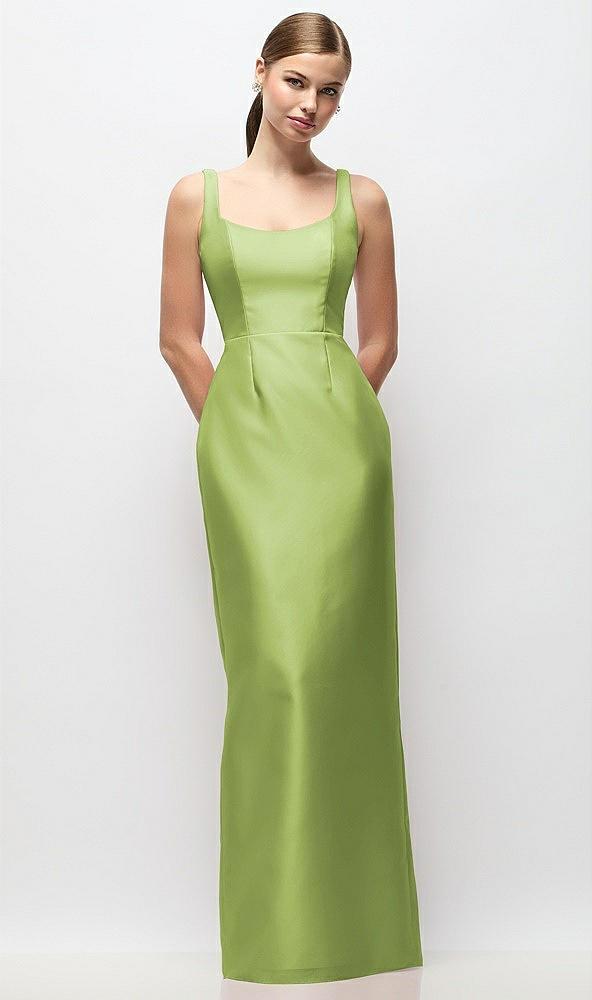 scoop neck satin column maxi dress