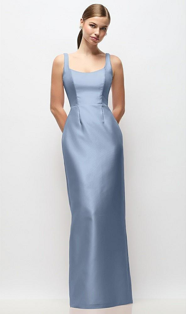 scoop neck satin column maxi dress