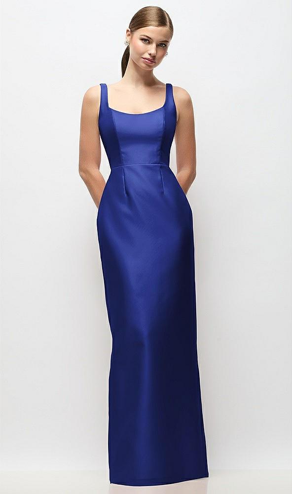 scoop neck satin column maxi dress