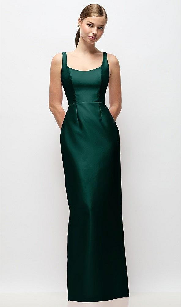 scoop neck satin column maxi dress