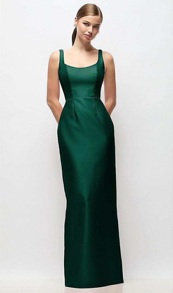 scoop neck satin column maxi dress