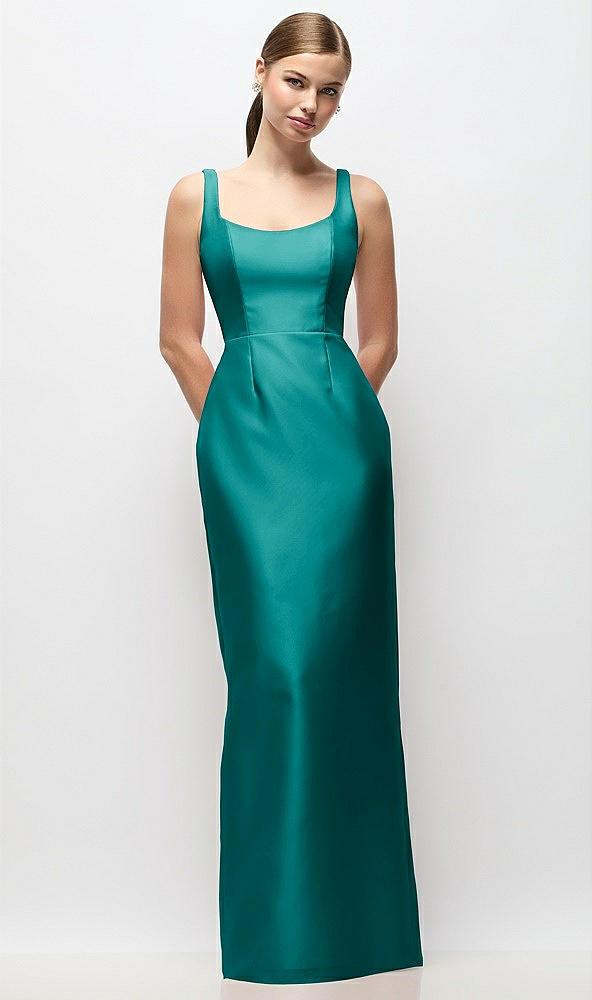 scoop neck satin column maxi dress