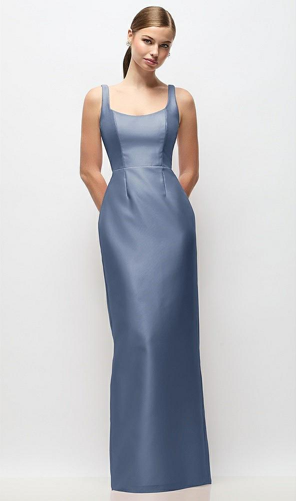 scoop neck satin column maxi dress