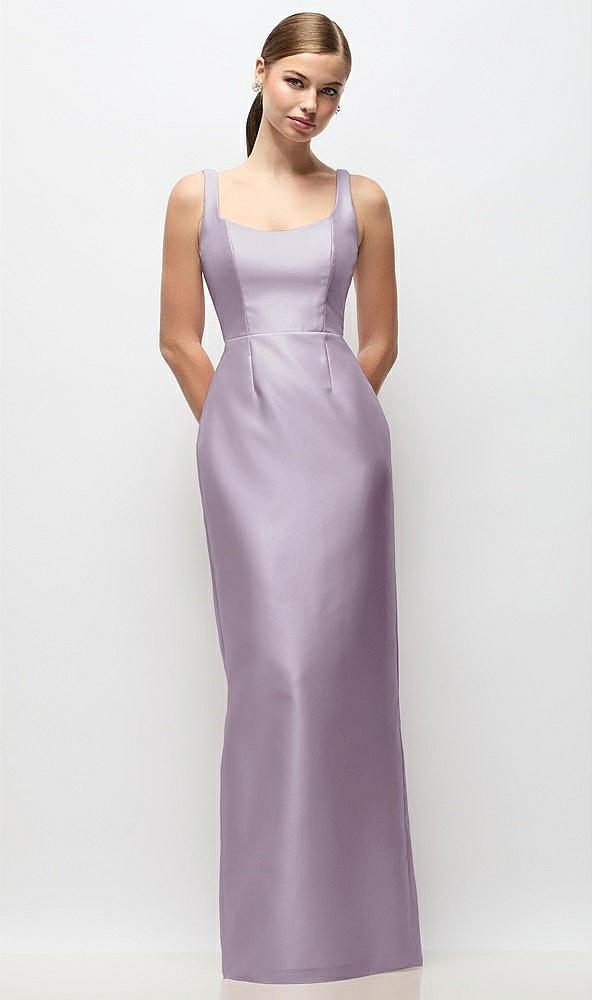 scoop neck satin column maxi dress