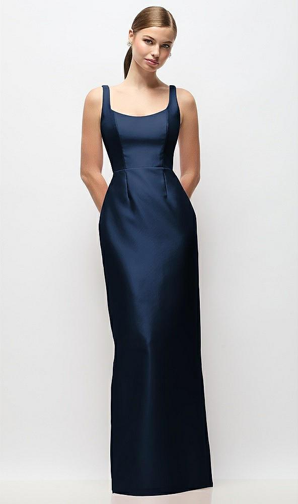 scoop neck satin column maxi dress