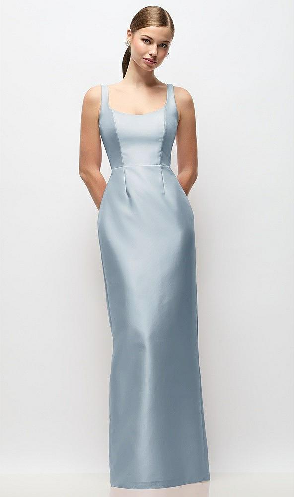 scoop neck satin column maxi dress