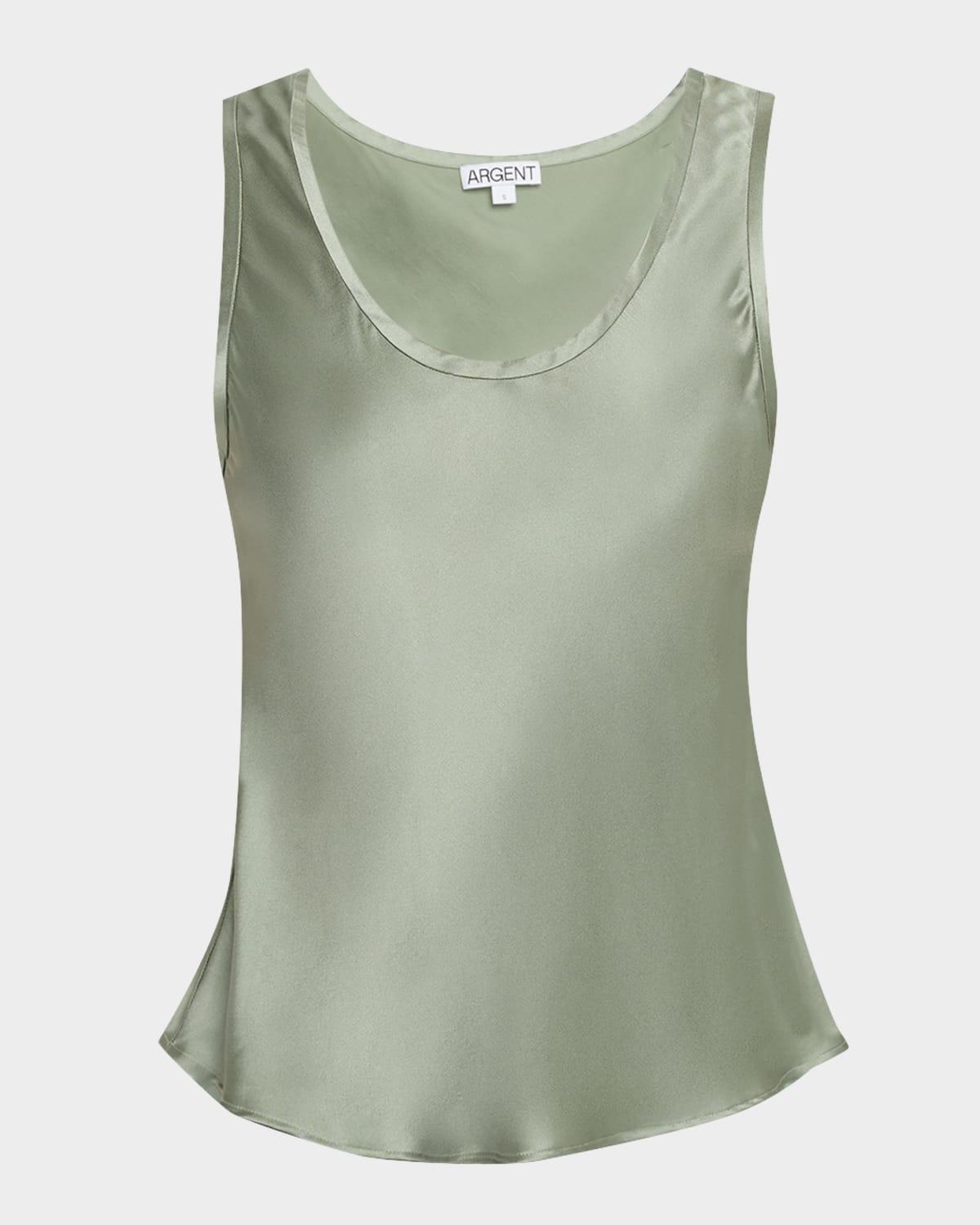 scoop-neck shiny silk charmeuse tank