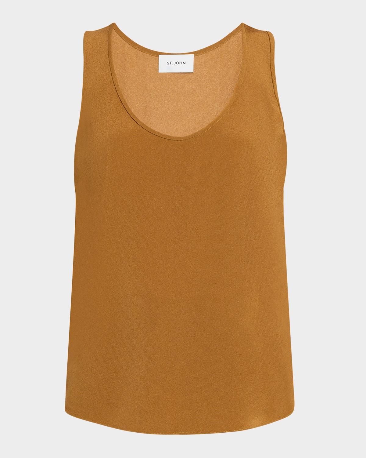 scoop-neck silk crepe georgette tank top
