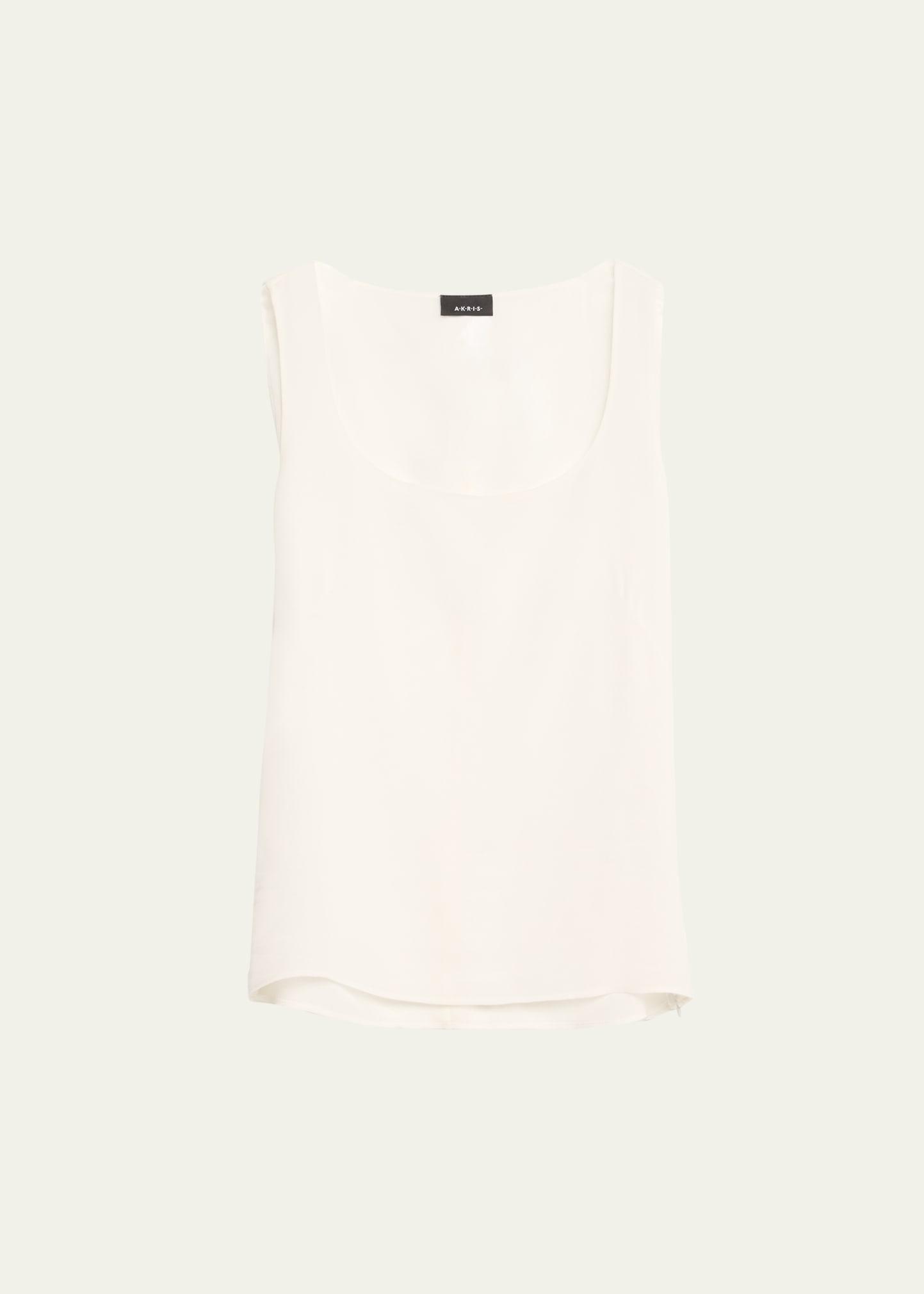 scoop-neck silk georgette tank top